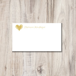 Gouden decoratieve hart handgeschreven naam briefk notitiekaartje