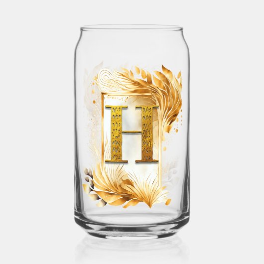 Gouden Decoratieve Ingelijste Monogram H Blikvorm Glas (Voorkant)