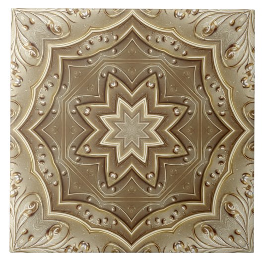 Gouden decoratieve keramische tegel tegeltje (Voorkant)