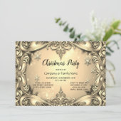 Gouden decoratieve kerstfeest uitnodiging (Staand voorkant)