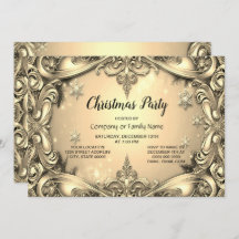 Gouden decoratieve kerstfeest uitnodiging