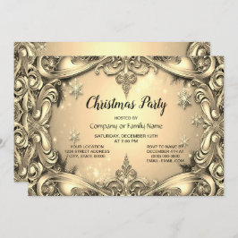 Gouden decoratieve kerstfeest uitnodiging
