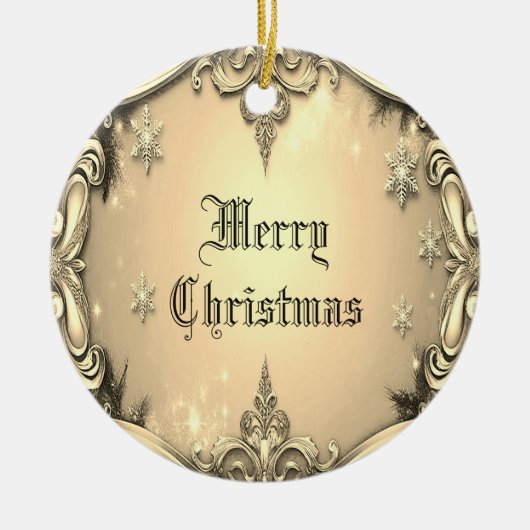 Gouden decoratieve kerstvakantie Ornament (Voorkant)