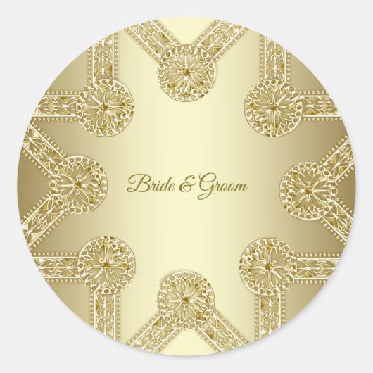 Gouden decoratieve klassieke ronde sticker (Voorkant)