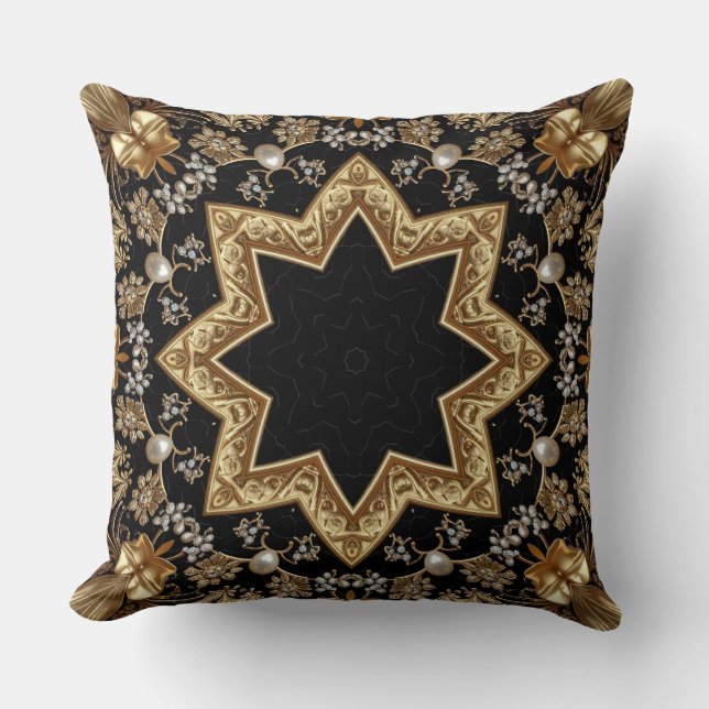 Gouden decoratieve kussensloop kussen (Voorkant)