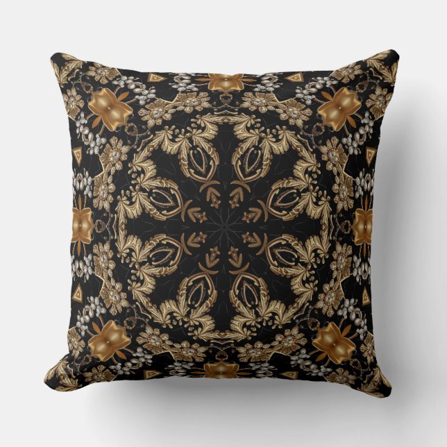 Gouden decoratieve kussensloop kussen (Voorkant)