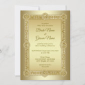 Gouden decoratieve trouwuitnodiging kaart (Voorkant)