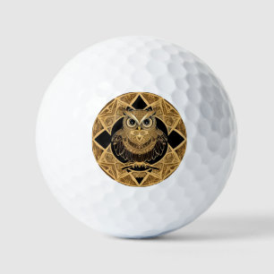 Gouden decoratieve uil mandala ontwerp golfballen
