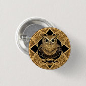 Gouden decoratieve uil mandala ontwerp ronde button 3,2 cm (Voorkant /achterkant)