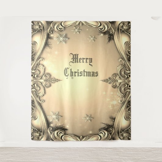 Gouden decoratieve vakantie achtergrond wandkleed (Voorkant)