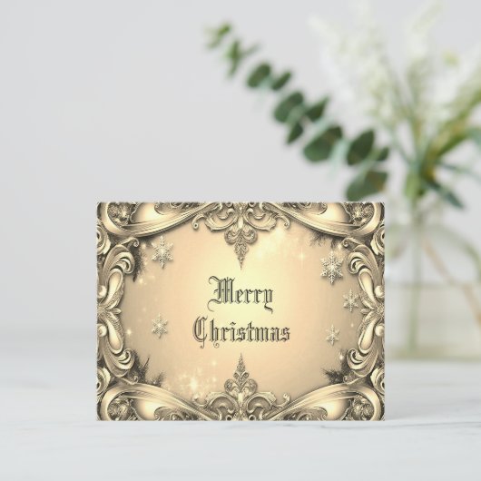 Gouden Decoratieve Vakantie Kerst Briefkaart (Staand voorkant)