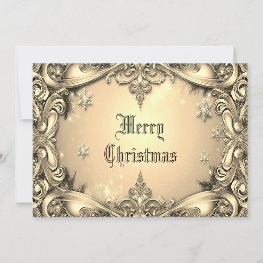 Gouden Decoratieve Vakantie Kerst Kaart (Voorkant)