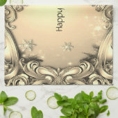 Gouden Decoratieve Vakantie Keuken Handdoek (Gevouwen)