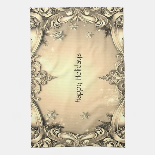 Gouden Decoratieve Vakantie Keuken Handdoek (Verticaal)