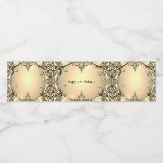Gouden decoratieve vakantie waterfles etiket (Enkel label)