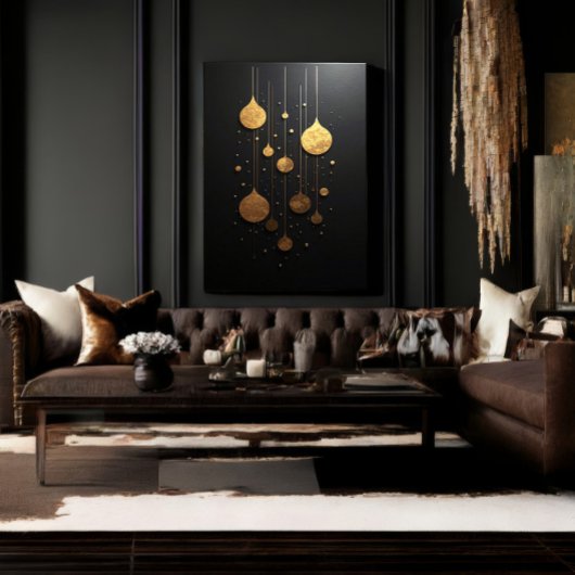 Gouden Deeltjes Dansen Canvas Afdruk