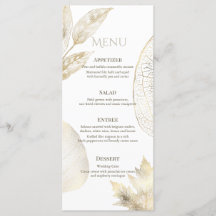 Gouden Delicate Bladeren Trouwmenu