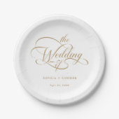 Gouden Delicate Elegant Script Wedding Papieren Bordje (Voorkant)