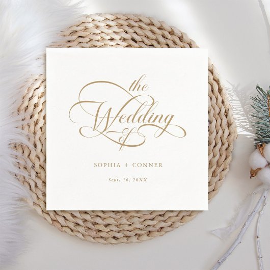 Gouden Delicate Elegant Script Wedding Servet