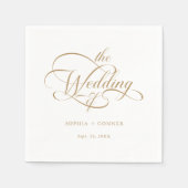 Gouden Delicate Elegant Script Wedding Servet (Voorkant)