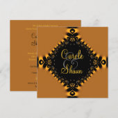 Gouden Delicate Kanten Trouw Uitnodiging (Voorkant / Achterkant)