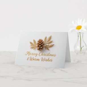 Gouden Denneappel Kerst Warm Winter Wensen Kaart