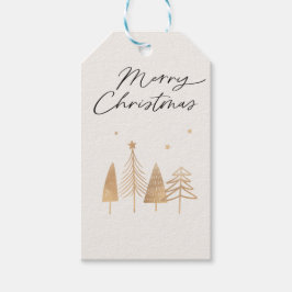 Gouden dennen Modern Merry Christmas Gift Labels Cadeaulabel