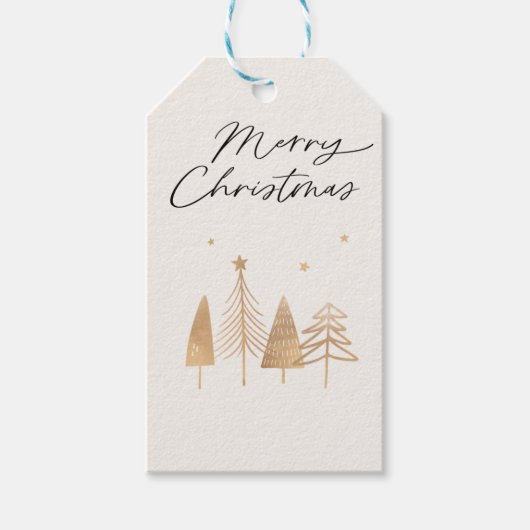 Gouden dennen Modern Merry Christmas Gift Labels Cadeaulabel (Voorkant)