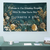 Gouden dennenappels Dennen takken Jager groen Welk Spandoek (Beurs)