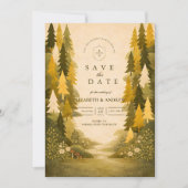 Gouden Dennenbos Bruiloft Save The Date (Voorkant)