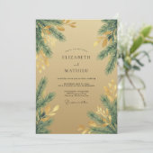 Gouden dennenbos Eucalyptus bruiloft Kaart (Staand voorkant)