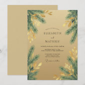 Gouden dennenbos Eucalyptus bruiloft Kaart (Voorkant / Achterkant)
