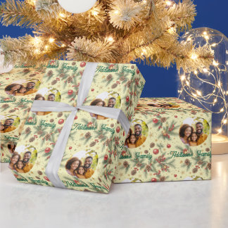 Gouden Dennenkader Cadeaupapier