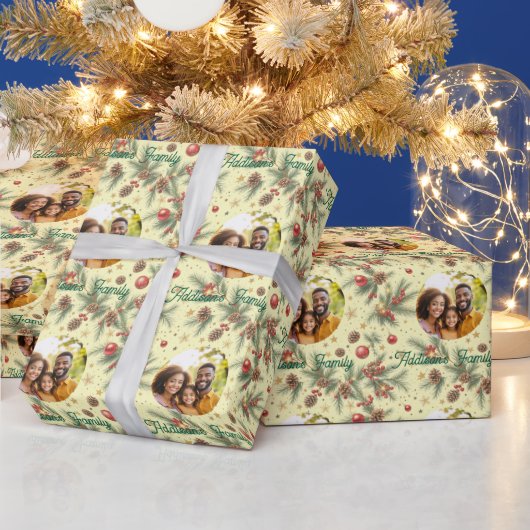 Gouden Dennenkader Cadeaupapier (Feestdagen)