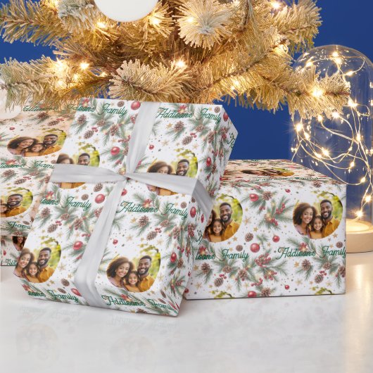 Gouden dennenkader cadeaupapier (Feestdagen)