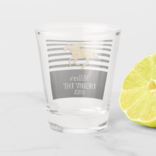 Gouden Derby Day Racehorse Black White Stripes Shot Glas (Achterkant)