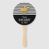 Gouden Derby Racehorse Zwart-witte strepen Handwaaier (Achterkant)