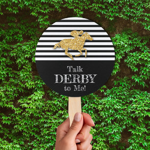 Gouden Derby Racehorse Zwart-witte strepen Handwaaier