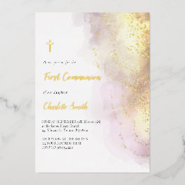 gouden details Eerste mededeling Folie Uitnodiging