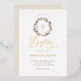 gouden details herfst met Baptisme Folie Uitnodiging