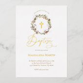 gouden details herfst met Baptisme Folie Uitnodiging (Voorkant)