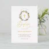 gouden details herfst met Baptisme Folie Uitnodiging (Staand Voorkant)