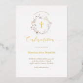 gouden details wildbloemen met bevestiging folie uitnodiging (Voorkant)