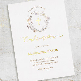 gouden details wildbloemen met bevestiging folie uitnodiging