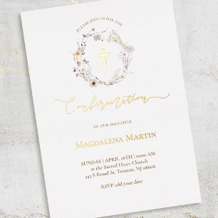 gouden details wildbloemen met bevestiging folie uitnodiging