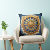 Gouden Dhamma Chakra Spiritueel Symbool Kunst Worp Kussen (Stoel)