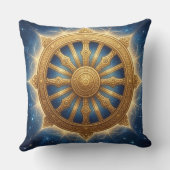 Gouden Dhamma Chakra Spiritueel Symbool Kunst Worp Kussen (Achterkant)