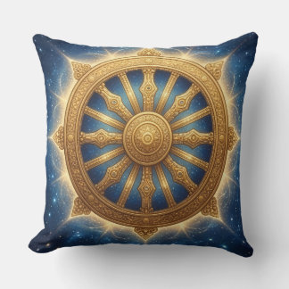 Gouden Dhamma Chakra Spiritueel Symbool Kunst Worp Kussen