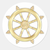 Gouden Dharmakra Ronde Sticker (Voorkant)