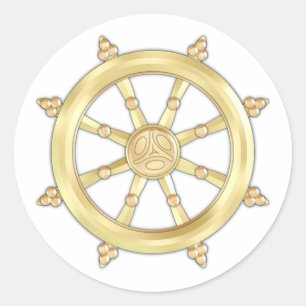Gouden Dharmakra Ronde Sticker